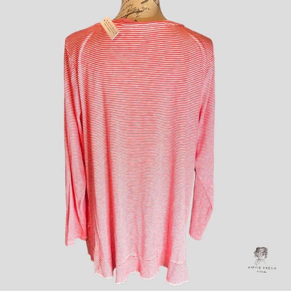 Soft Surroundings Women's 100% Pima Red & White Ruffle Hem Tunic Top L N… - Picture 5 of 11